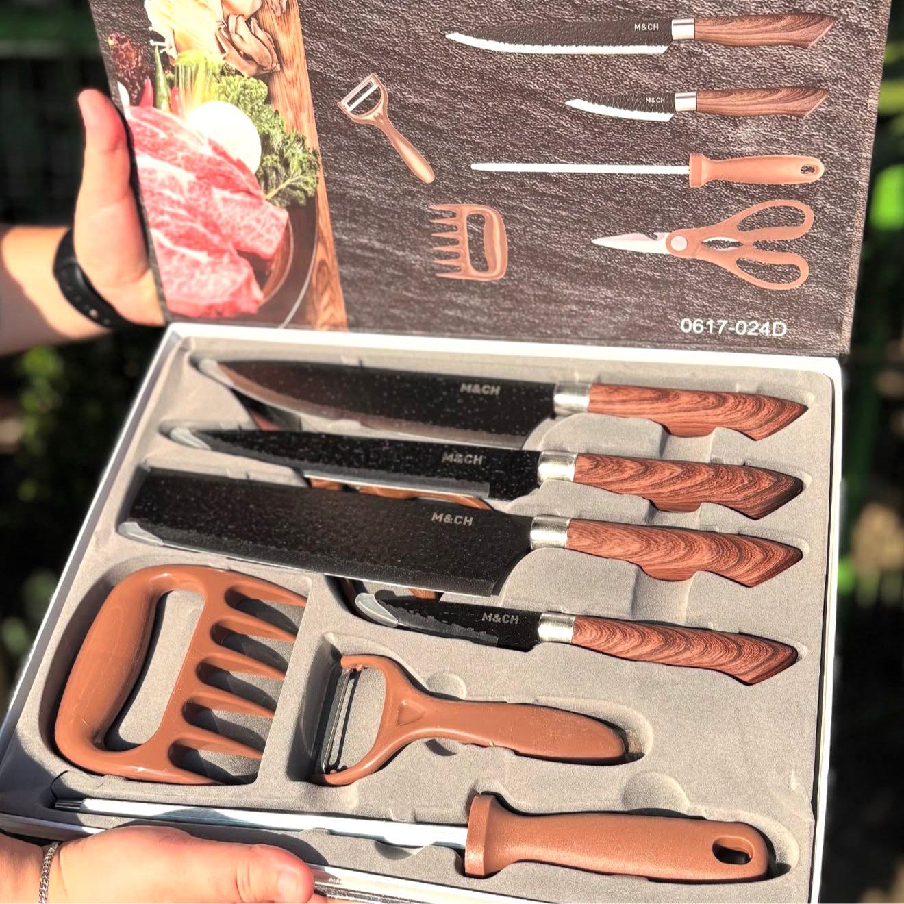 Conjunto De Facas Para Churrasco cozinha Inox Com Maleta 8pç